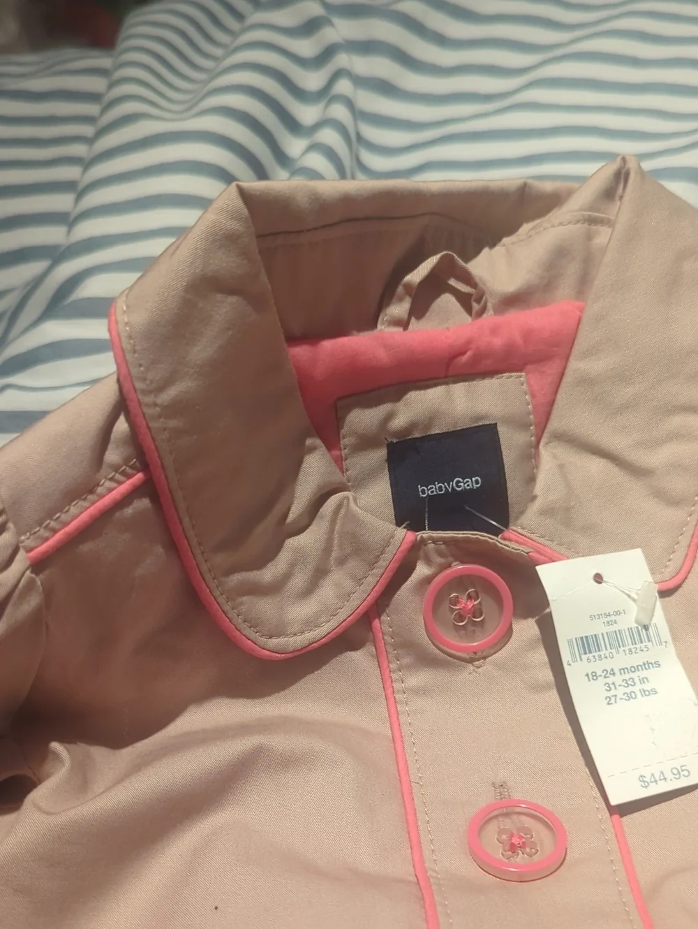 Beige Coat with Pink Trim (18-24mo)